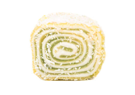 Delicious Turkish delight lokum isolated on white backgroundの写真素材