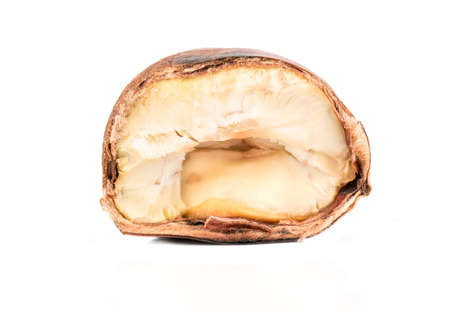 Tasty half roasted chestnuts isolated on a white background