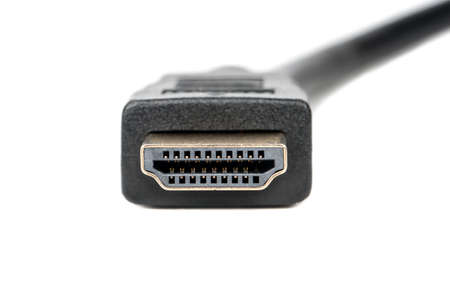 Contacts hdmi cable closeup on white backgroundの写真素材