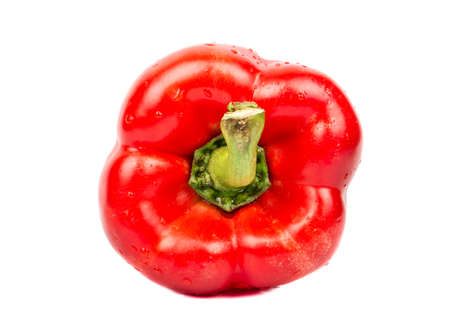 Fresh red pepper isolated on white background closeupの写真素材