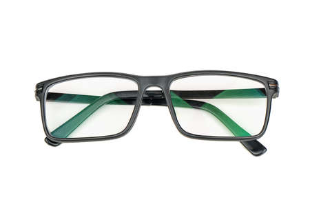 Stylish black glasses isolated on white backgroundの写真素材