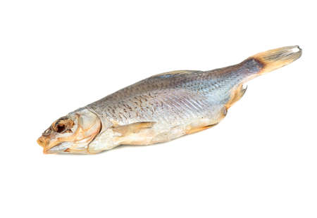 Dry fish isolated on a white background closeupの写真素材