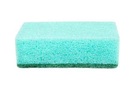New blue dish washing sponge isolated on white background