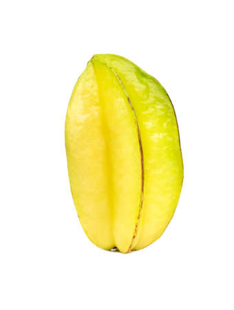 Ripe yellow star fruit carambola isolated on white backgroundの写真素材