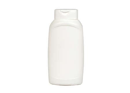 Plastic shampoo bottle isolated on white backgroundの写真素材