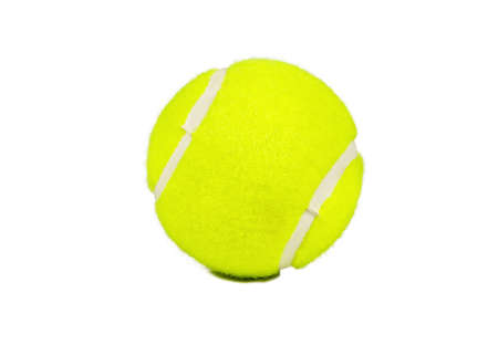 Green tennis ball isolated on white backgroundの写真素材