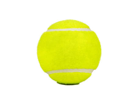 Green tennis ball isolated on white backgroundの写真素材