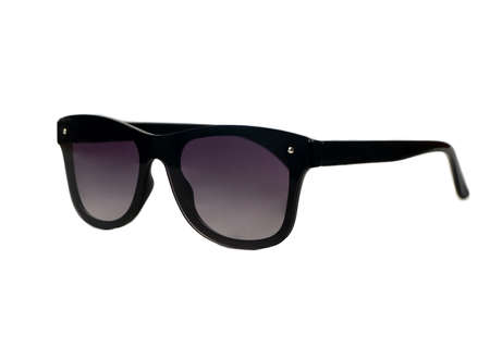 Mens plastic black sunglasses isolated on white backgroundの写真素材