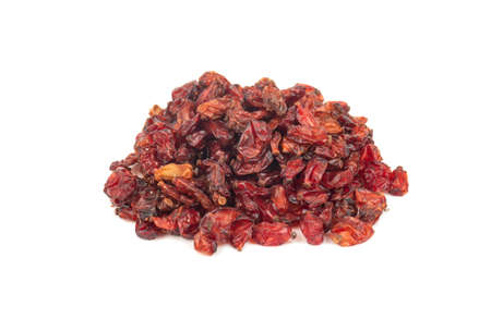 Pile of dry red barberry isolated on a white backgroundの写真素材