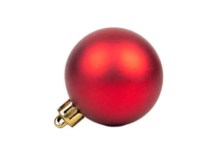 Beautiful red Christmas ball on white backgroundの写真素材