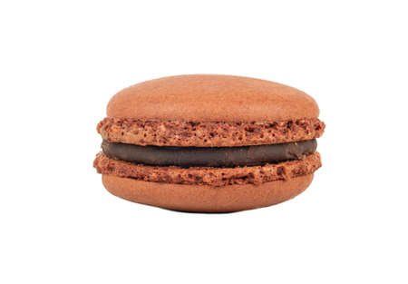 Chocolate macaroon isolated on white backgroundの写真素材