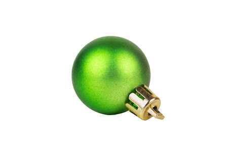Beautiful green Christmas ball isolated on white backgroundの写真素材
