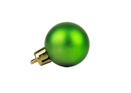 Beautiful green Christmas ball isolated on white backgroundの写真素材