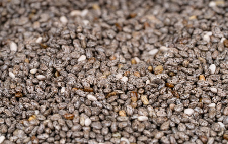 Scattered chia seeds close upの写真素材