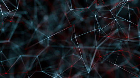 Abstract Plexus Geometrical Shapes. 3d render. Connection And Web Concept Of Big Data. Digital, Communication And Technology Network Background With Color Lines And Dots.の写真素材