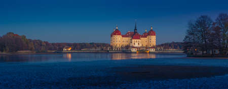 Moritzburg castle at nightのeditorial素材