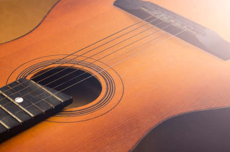 Detail of old acoustic guitarの写真素材