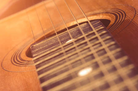 Detail of old acoustic guitar.の写真素材