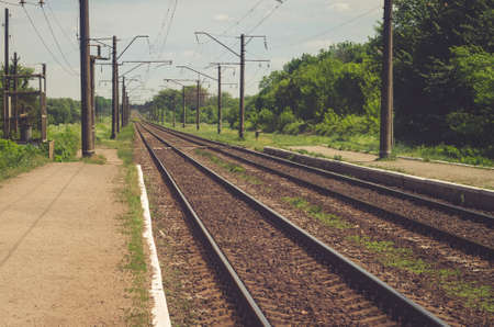 The platform on the railway.の写真素材