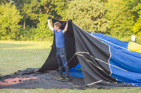 26 august 2017 Ukraine, White Church. Balloon jam. Preparation for the start of the hot air balloonのeditorial素材