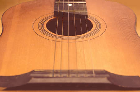Detail of old acoustic guitar.の写真素材