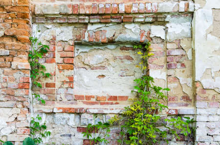 Niche in an old brick wall, background texture.