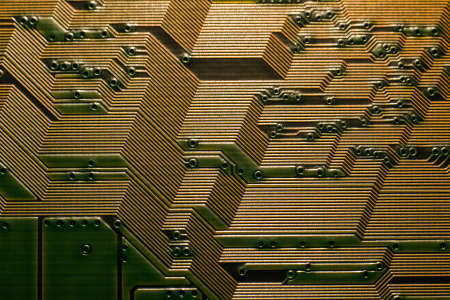 Electronic circuit board close up background texture.