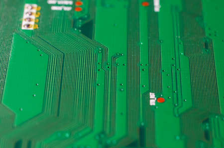 Electronic circuit board close up background texture.