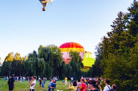 Belaya Tserkov, Ukraine, August 23, 2018 air balloon festival in the parkのeditorial素材