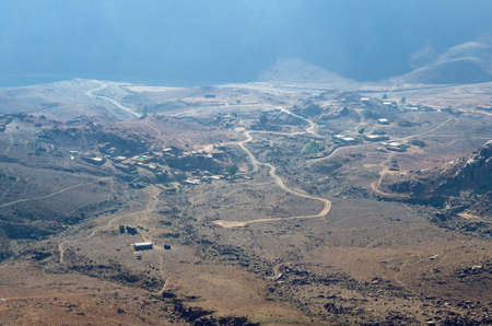 Top view of a village in the mountains of Egypt on the Sinai Peninsula.
