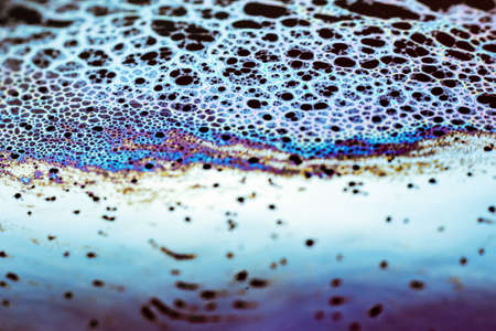 Beautiful psychedelic abstraction formed by light on the surface of a soap bubble.の写真素材