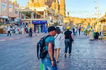Sharm El Sheikh, Egypt May 10, 2019: Tourists on the streets of Sharm El Sheikh.のeditorial素材