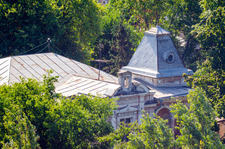 Top view of the old roofs of houses in the city of Odessa Ukraine.の写真素材