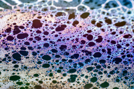 Beautiful psychedelic abstraction formed by light on the surface of a soap bubble.の写真素材