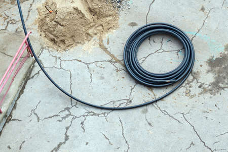 Repair and restoration of a pipeline on a city street.