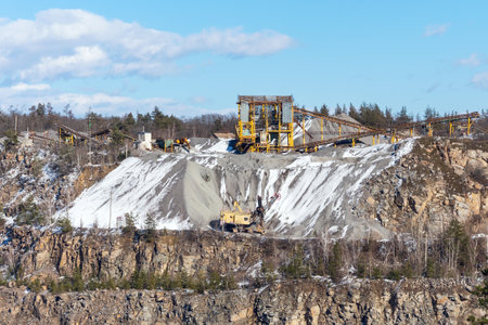 Stone quarry for the production of crushed stone and gravel for use in construction.の写真素材