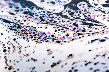 Beautiful psychedelic abstraction formed by light on the surface of a soap bubble.の写真素材