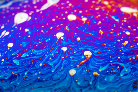 Beautiful psychedelic abstraction formed by light on the surface of a soap bubble.の写真素材