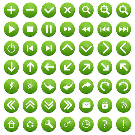 Set of green, shiny, round buttons isolated on white backgroundのイラスト素材
