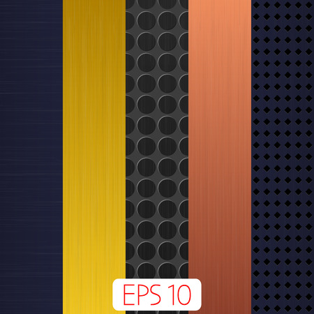 Vector texture metal, silver, gold, bronze and copper isolated on white backgroundのイラスト素材