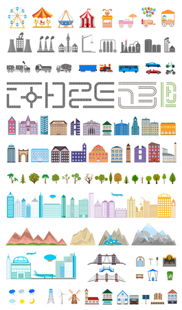 Elements of the modern big city or village - stock vectorのイラスト素材