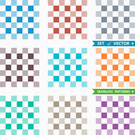 Set of vector patterns with squaresのイラスト素材