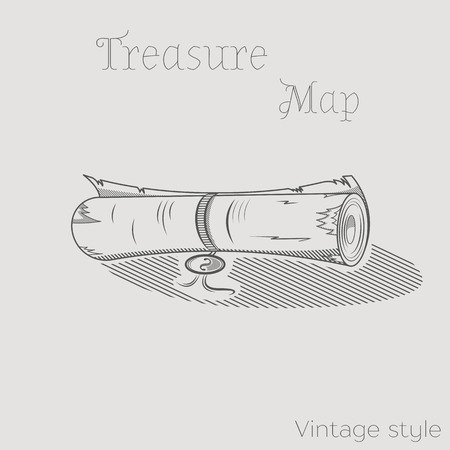 Vector illustration of treasure map or scroll of old letters. Vintage illustration on isolated background - stock vector.のイラスト素材