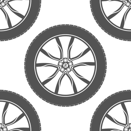 Vector seamless pattern wheel of a sports car. Pattern on a white background for your design - stock vector.のイラスト素材