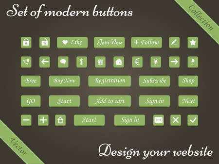 Vector set of modern buttons for design sites, programs and applications. Web elements - buttons for online shopping - Stock Vector.のイラスト素材