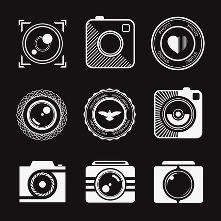 Vector collection of photography  templates. Photography vintage and modern badges and photo labels. Photocam .のイラスト素材