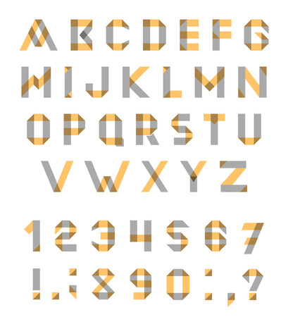  Alphabet Set Fun geometric font. font with overlapping strokes and mixed colours. Multiply blend mode.のイラスト素材