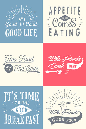 Set of vintage food typographic quotes. Vintage food related typographic quotesのイラスト素材