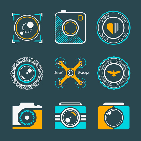 Vector collection of photography logo templates. Photography vintage and modern badges and photo labels. Photocam logotypes.のイラスト素材