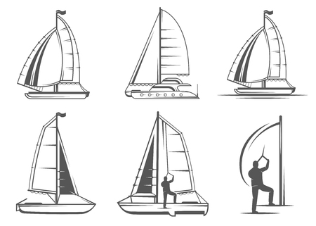 Set of yacht and catamaran.のイラスト素材